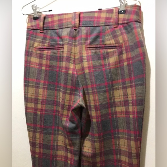 Anthropologie Essential Pink Check Plaid Flare Trousers US 2 - Picture 9 of 10